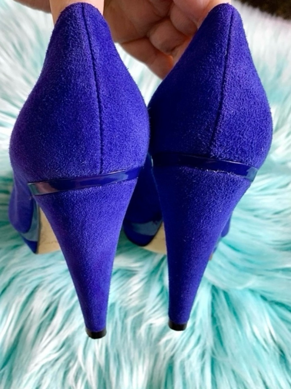 Antonio Melani Y2K Blue Suede Leather Low Platform Heels Women’s 6.5 - Picture 4 of 10